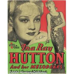 Ina Ray Hutton Signed Window Card.