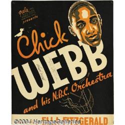 Chick Webb Signed Window Display Card Also Signed by Ella Fitzgerald.