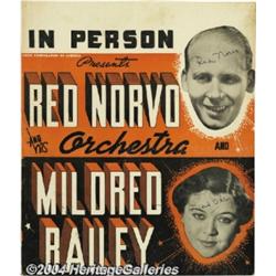 Red Norvo and Mildred Bailey Signed Window Card.
