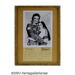 Johnny Cash-June Carter Cash Signed 8 x 10 Black and White Photograph with Handwritten Recipe.