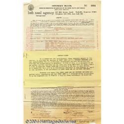 Sonny James Contract with Rider Attached (& Carbon of Paycheck).