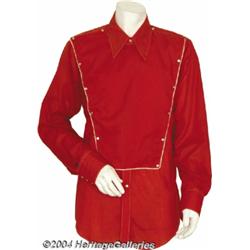 Hank Williams, Jr. Red Shirt with Pearl Buttons, Custom Boots, Sunglasses, and Photo.