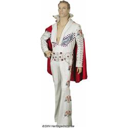 Elvis Presley White Jumpsuit, Belt, Scarf, and Cape.