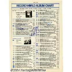 Record World Album Chart Signed By the Bee Gees.