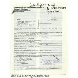 Steve Allen - Signed Contract (1982).