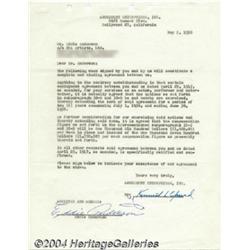 Eddie "Rochester" Anderson - Signed Agreement (1950).