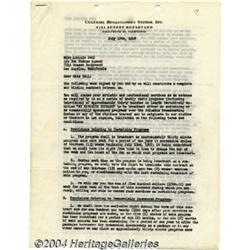 Lucille Ball Signed Radio Contract.