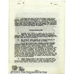 George Burns - Signed Agreement (1952).