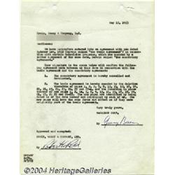 George Burns - Signed Agreement (1953).