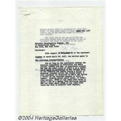 Johnny Carson Autographed Contract.