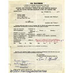 Frances Farmer - Signed Agreement (1957).