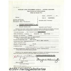 Alfred Hitchcock Signed Contract.