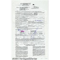 Ricky Martin - Signed Contract (2001).