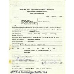 Milton "Gummo" Marx - Signed Agreement (1955).