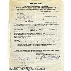 Paul Newman - Signed Agreement (1957).