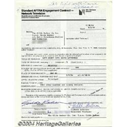 Gilda Radner Signed Contract.