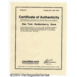 Gene Roddenberry Signed Contract.