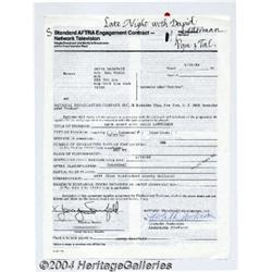 Jerry Seinfeld Signed Contract.