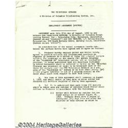 Rod Serling Signed Contract.