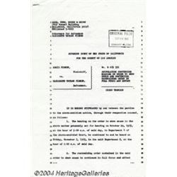 Elizabeth Taylor/Eddie Fisher Divorce Document signed by Taylor.