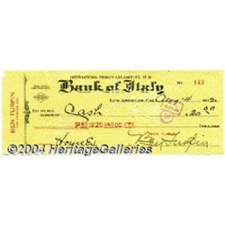 Ben Turpin - Signed Check (1922).