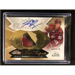 FLEER SHOWCASE HOT PROSPECTS BRANDON GORMLEY AUTO PATCH HOCKEY CARD (164/375)