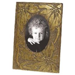 Newcomb frame, hammered, embossed and pierced brass