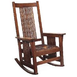 Gustav Stickley rocker, #375, high back form 