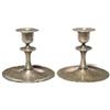 Image 1 : Roycroft candlesticks, pair, hammered copper with original nickel plating, marked, 3.5h, minor wear 