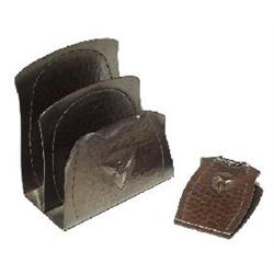 Roycroft desk set, two pieces, clip and letter holder, 
