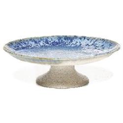 Fulper compote, ivory blue crystalline glaze