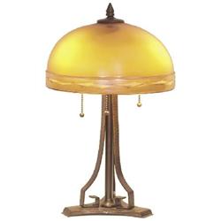 Roycroft lamp, hammered copper & Steuben shade
