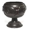 Image 1 : Stickley Brothers jardinière, large footed form in hammered copper, geometric design