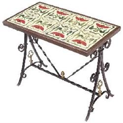 Arts & Crafts tile top table, eight tiles 