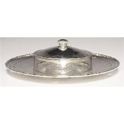 Merrill Shops tray, hammered silver and bowl 