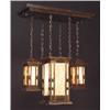 Image 1 : Prairie School chandelier, three hanging lanterns