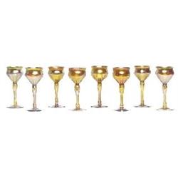  L.C. Tiffany glasses, set of eight, gold favrile