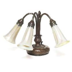 Tiffany Studios desk lamp, three-light lily