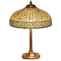 Tiffany Studios lamp, bronze base