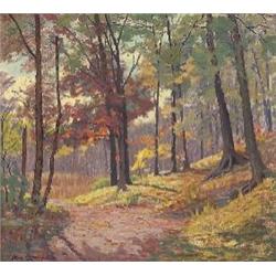 Frank V. Dudley Forest Interior,oil