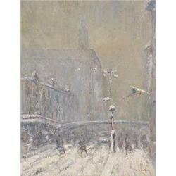 Johann Berthelsen Winter in New York, oil