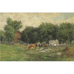 Olive Parker Black  Pastoral Landscape, oil