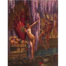 Gaston Bussiere Exotic Dancers,  oil