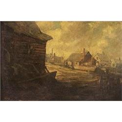 William Arnold Eyden, Jr, Harbor Scene, oil