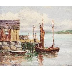 Henry Rodman Kenyon, Boats at Dock,  oil