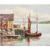 Image 1 : Henry Rodman Kenyon, Boats at Dock,  oil
