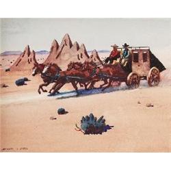 Leonard Reedy, Stagecoach,  watercolor