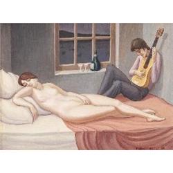 Eli Levin, Nude, tempera