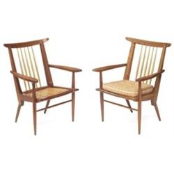 George Nakashima armchairs, pair, by Widdicomb