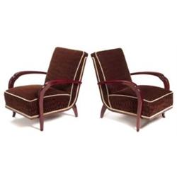  French Art Deco lounge chairs, pair